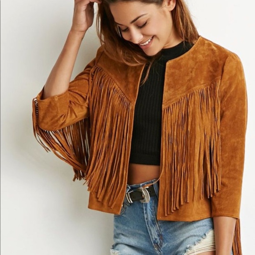 Real Leather Suede Fringe Jacket